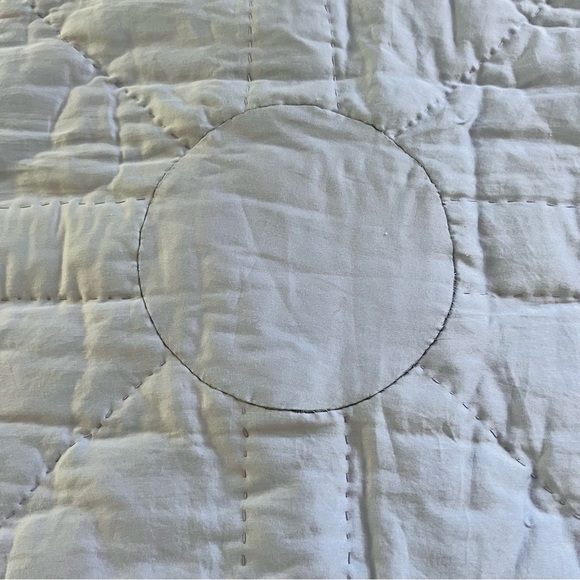 Vintage Handmade Quilt – 55” x 65” – Folk Art Appliqué Hearts & Tulips – Denim - Picture 15 of 15